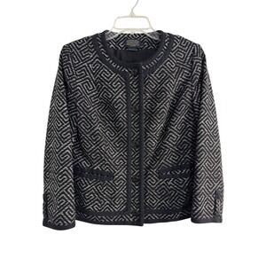 Pendleton‎ Women's Size 4 Black Geometric Button Up Jacket Blazer